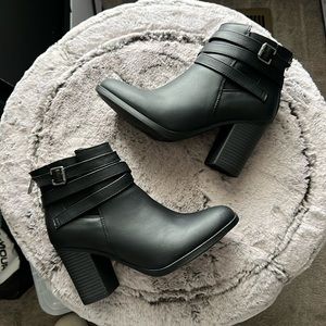 Black Buckle Ankle Booties